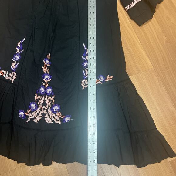 Free People Womens Pavlo Dress Embroidered Black Babydoll Boho Size S Petite - Picture 8 of 13